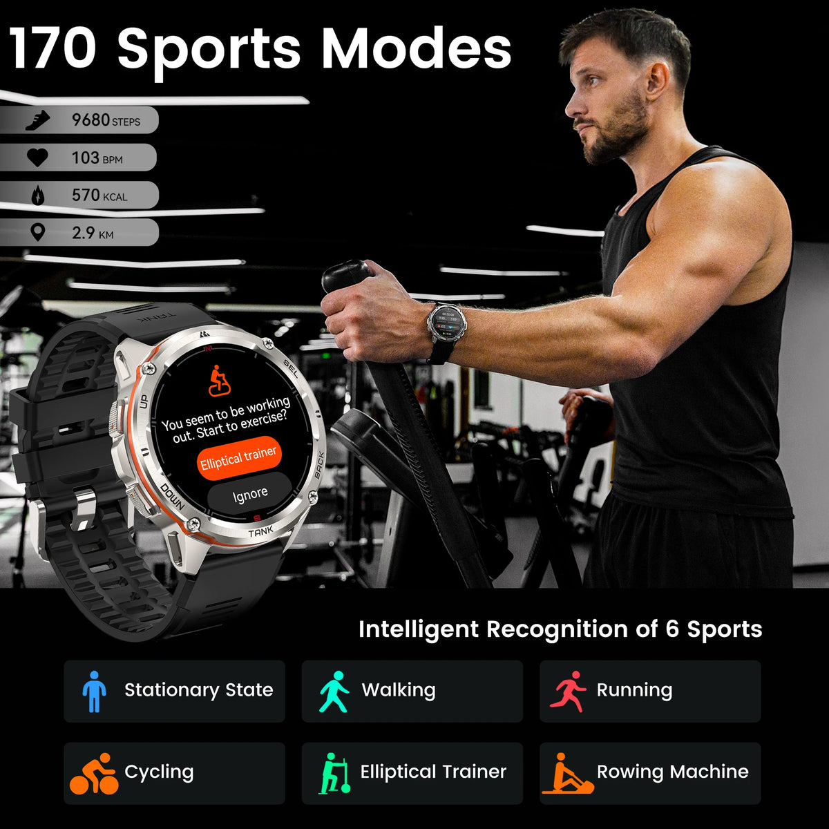 Kospet Tank T3 Ultra GPS Smartwatch Rugged Amoled Fitness Tracker