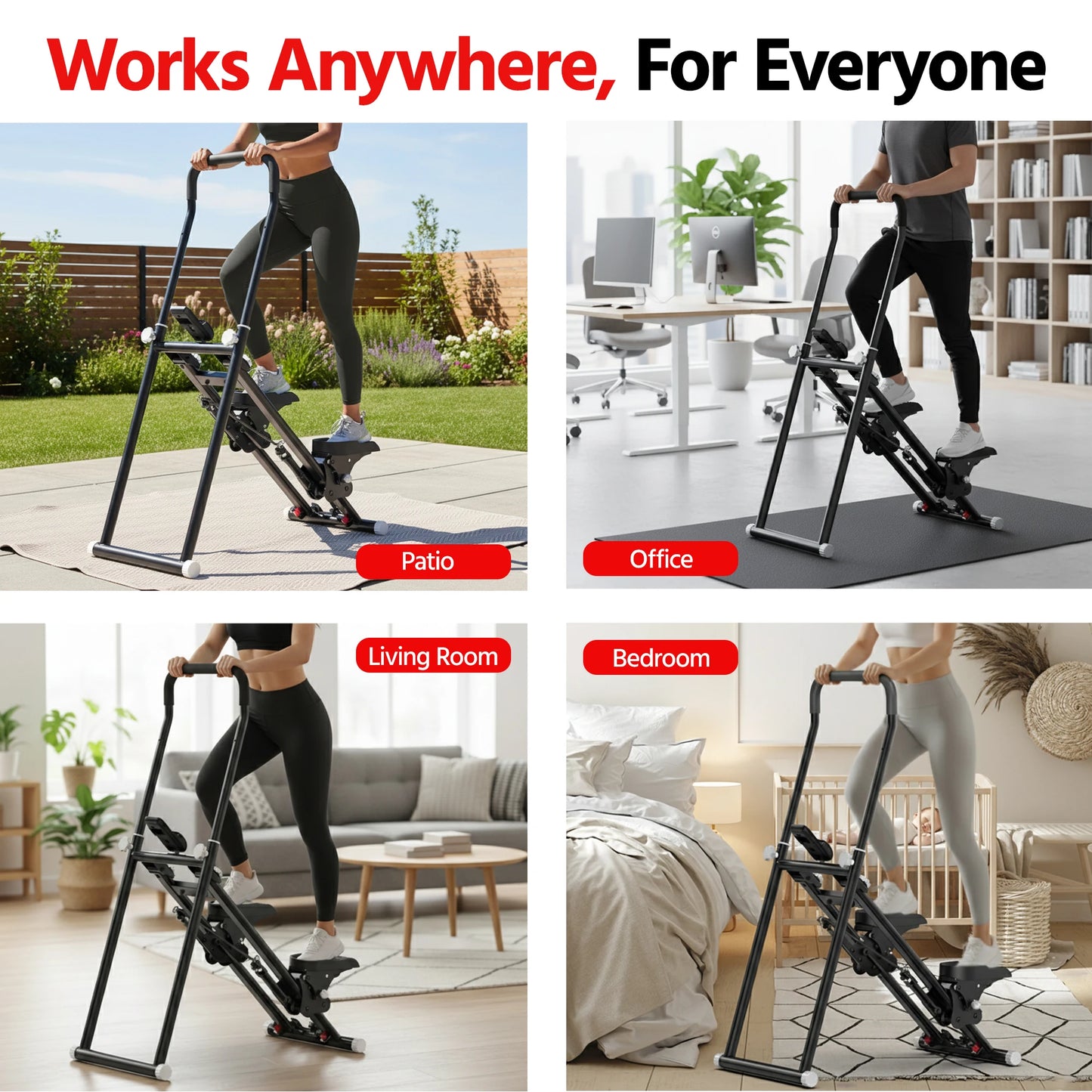 Compact Folding Stair Climber For Home Gym With Shock-Absorbing Spring