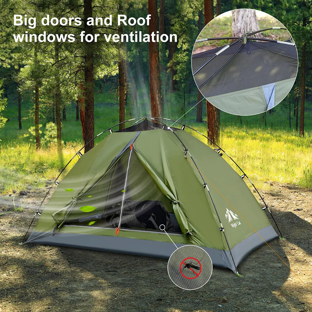 Night Cat Upgraded Backpacking Tent For Two Persons, Easy Setup