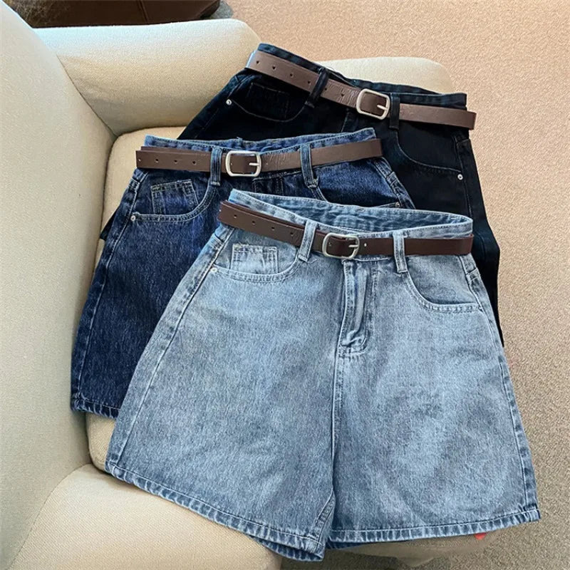 High Waist Denim Shorts For Women Casual Streetwear Loose Fit