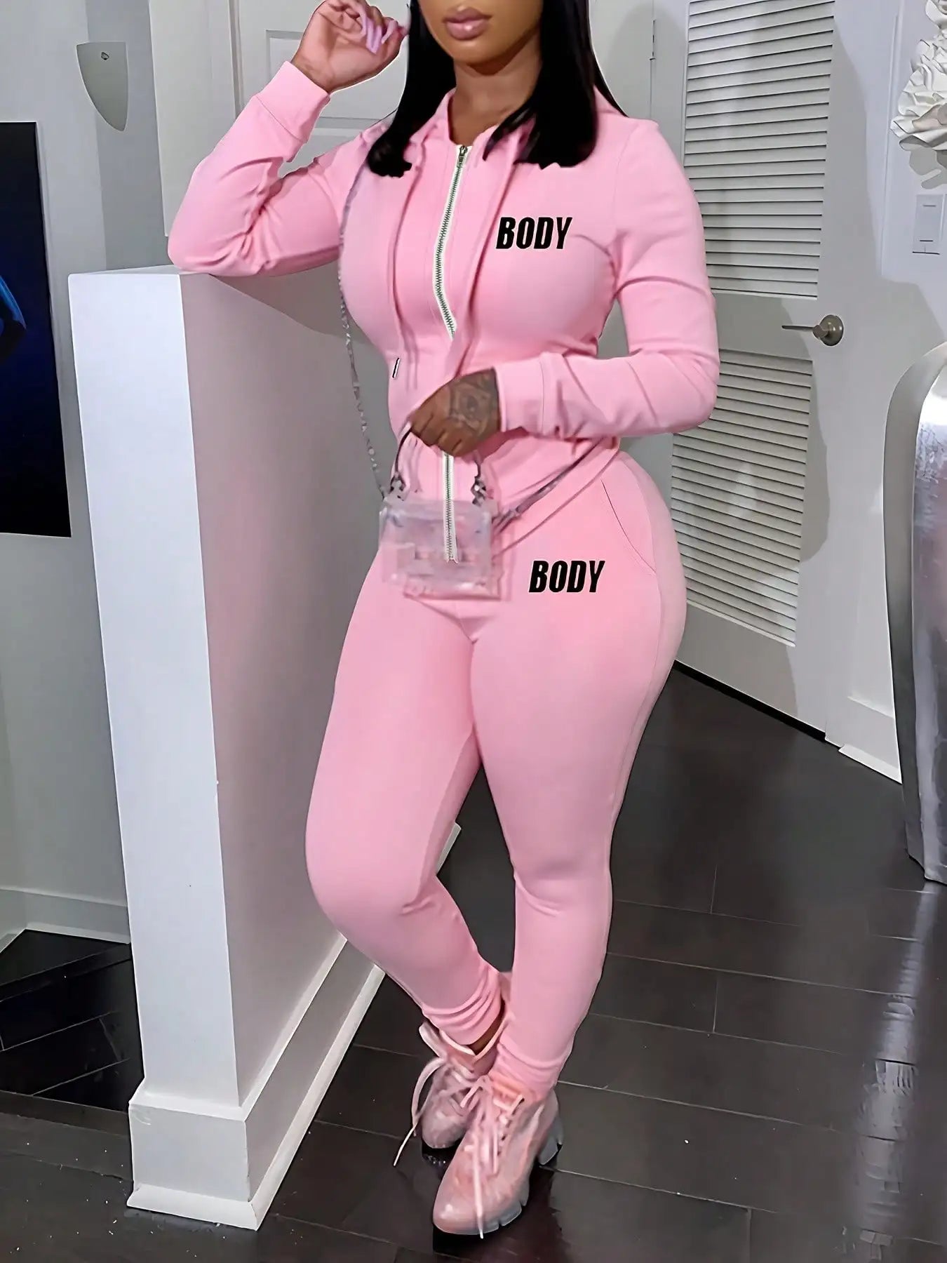 Women's 2-Piece Tracksuit Set - Letter Print Hoodie & Joggers Jogging Sweat Outfits