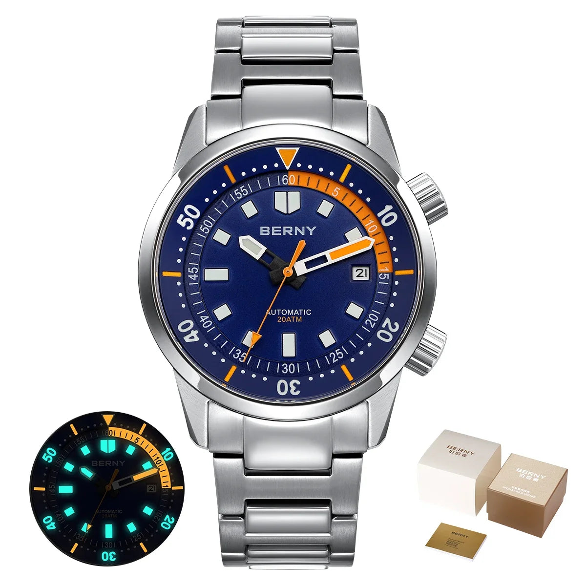 BERNY 200M Waterproof Automatic Diver Watch With Sapphire Glass