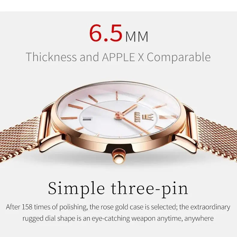 OLEVS Women's Ultra Thin Quartz Watch With Calendar And Waterproof