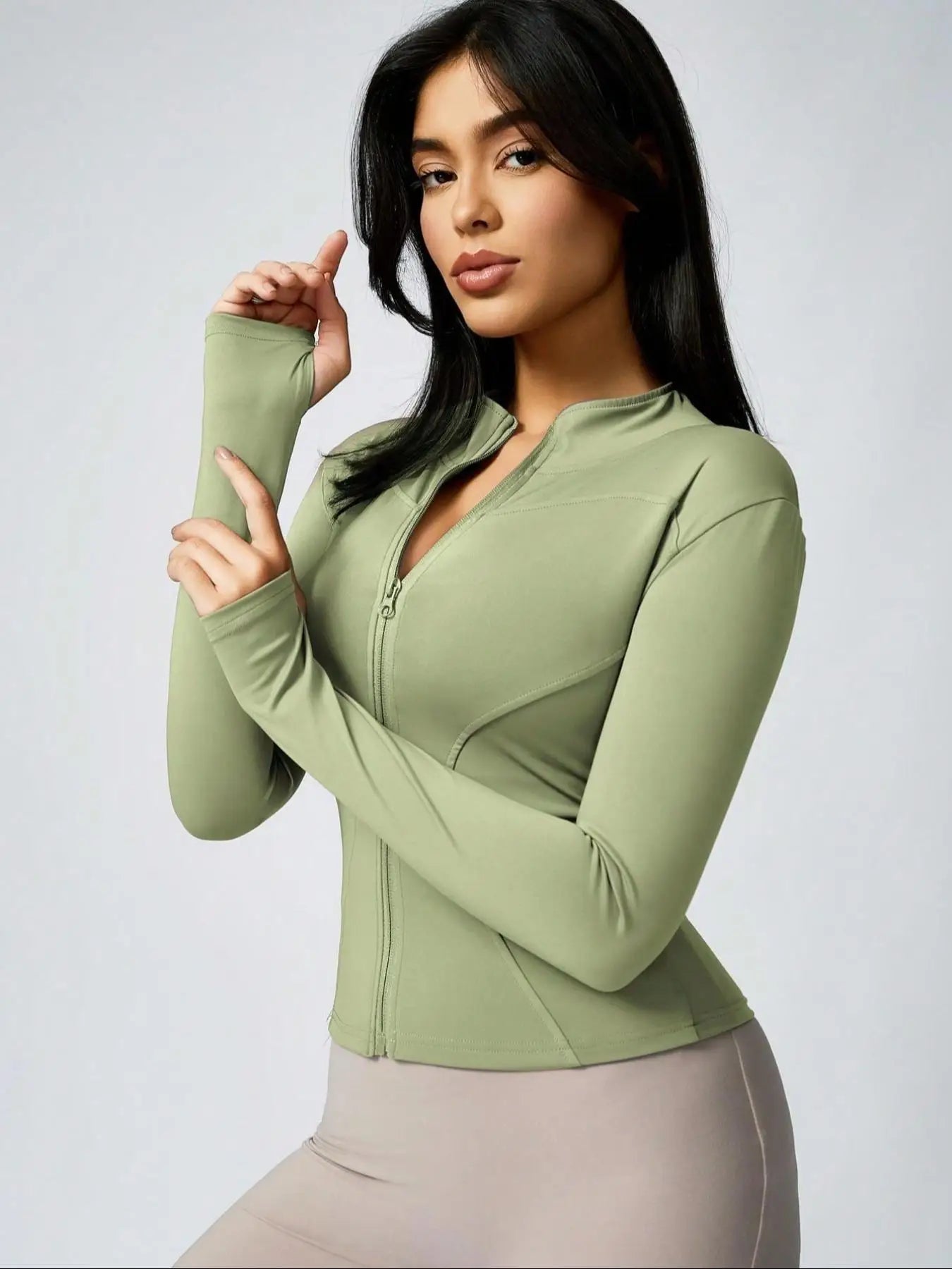 NONECN Fitfemme Womens Full Zip Long Sleeve Workout Jacket