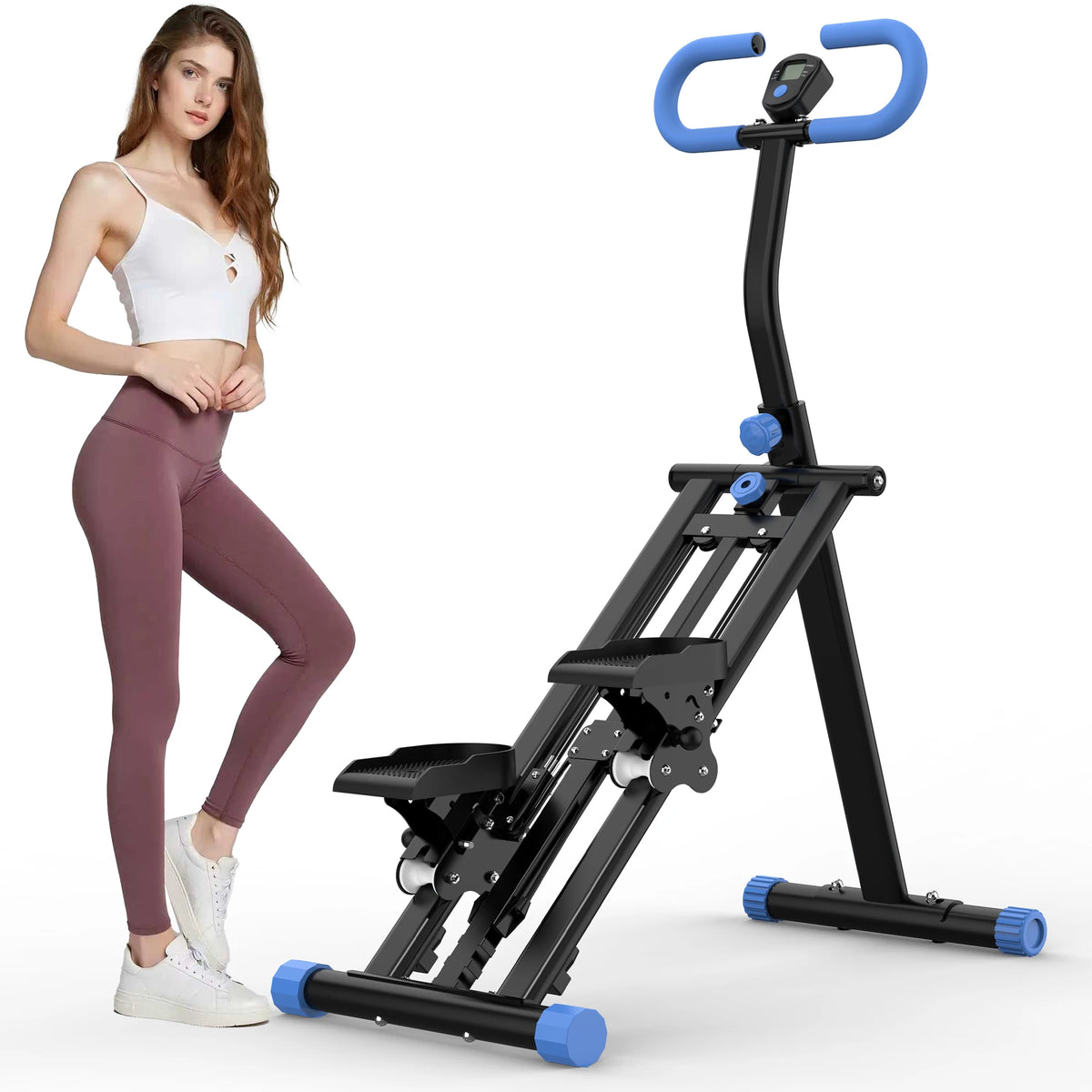 Vertical Climber Stair Stepper With Adjustable Handle For Home Fitness