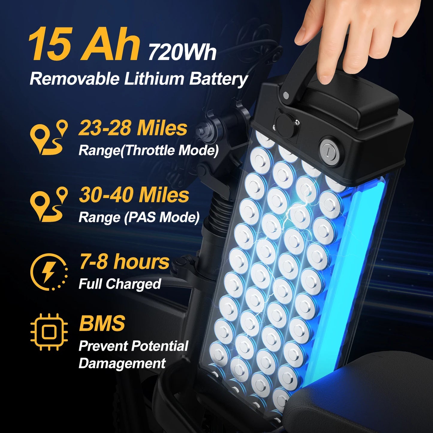 Electric Foldable Bike 750W Peak Motor Removable Battery LCD Display