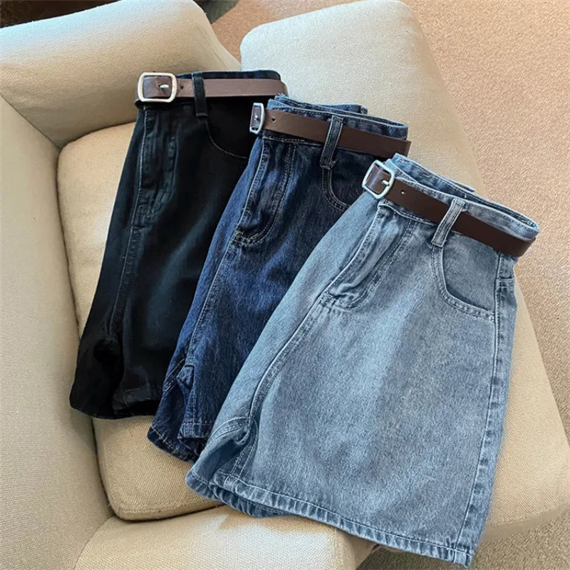High Waist Denim Shorts For Women Casual Streetwear Loose Fit