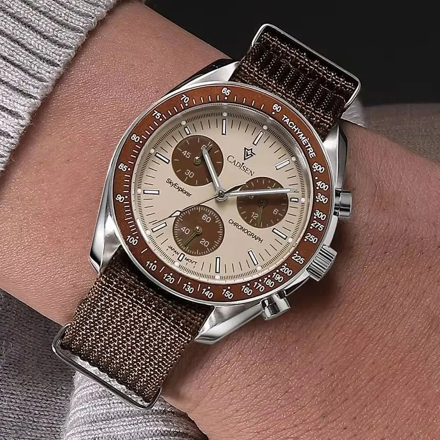 Cadisen Mens Quartz Chronograph Watch With Sapphire Crystal For Men
