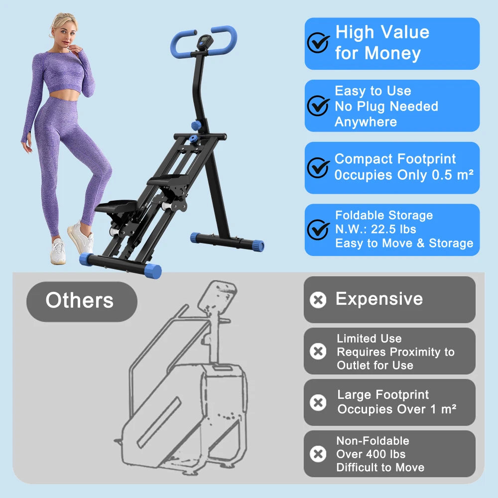 Vertical Climber Stair Stepper With Adjustable Handle For Home Fitness