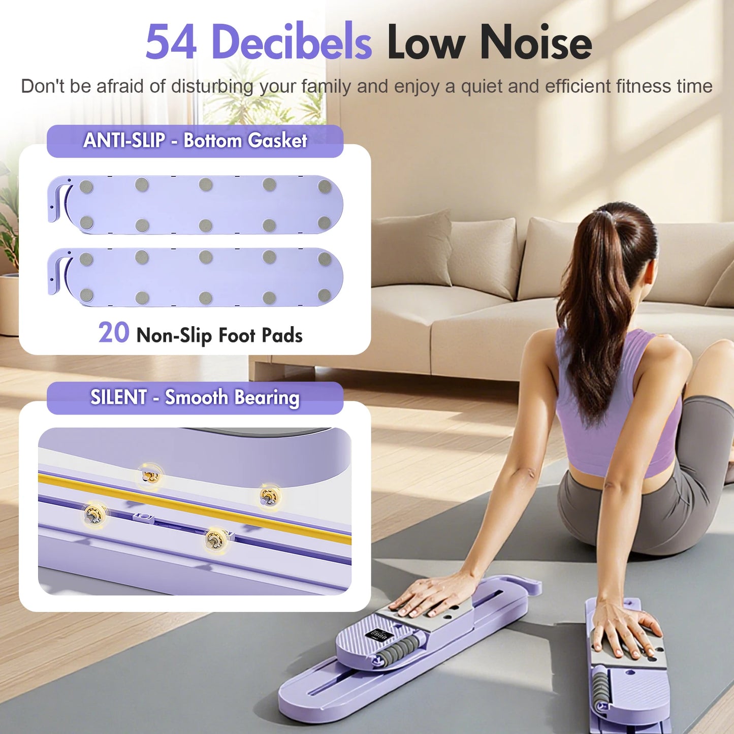 Portable Abdominal Pilates Board With Detachable Resistance Bands