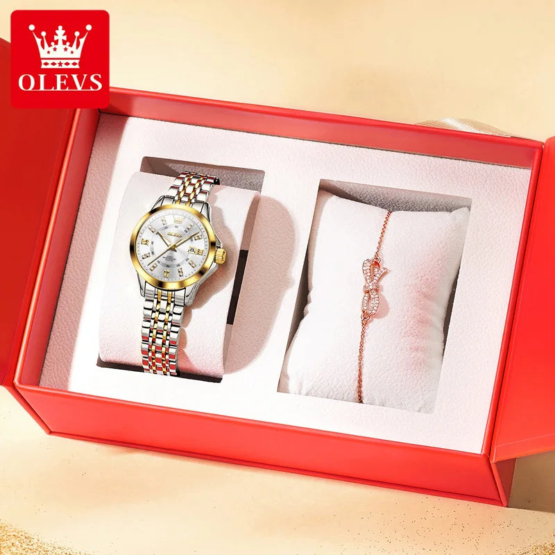 OLEVS 3620 Women's Luxury Diamond Quartz Watch Calendar