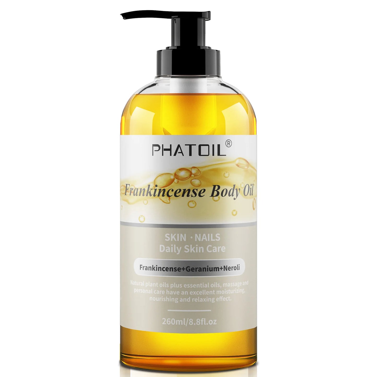 PHATOIL 260ml Body Oil For Skin Care Massage Oil Vanilla Ginger Grapefruit Basil Lavender Rosemary Rose Fragrance Body Oils