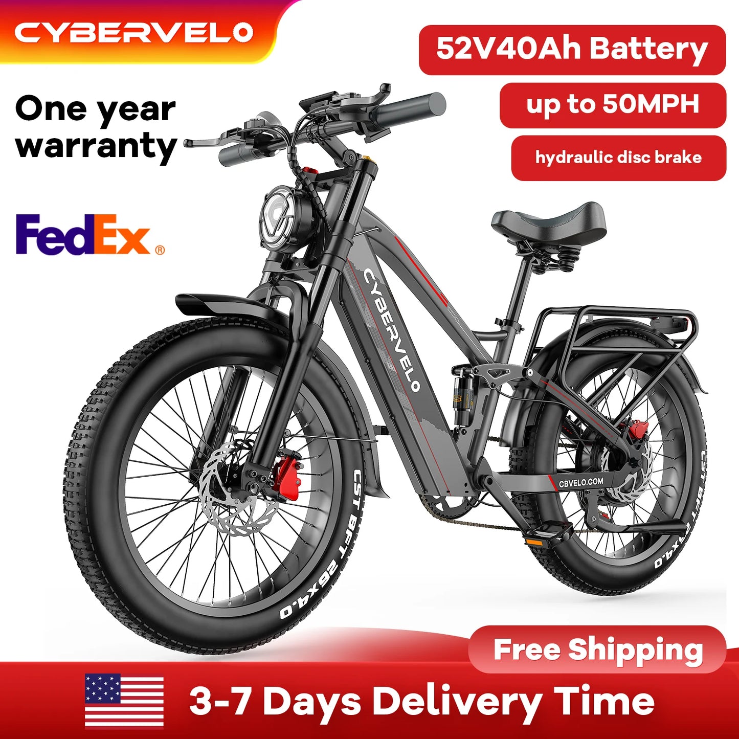 CYBERVELO EK9 5000W Off-Road Electric Bike Fat Tire