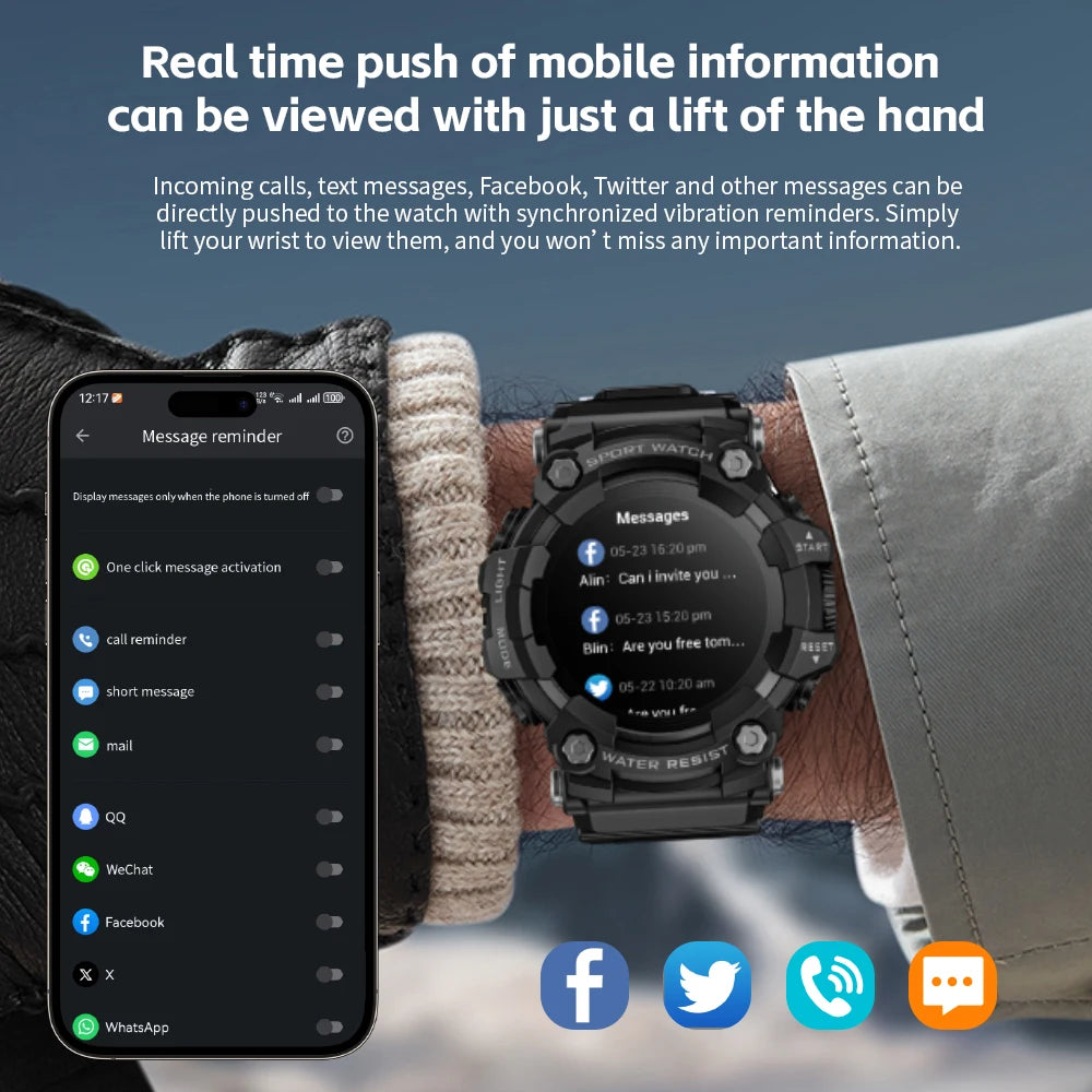 LOKMAT Rugged Sport Smart Watch Attack-GT Bluetooth Calls Waterproof