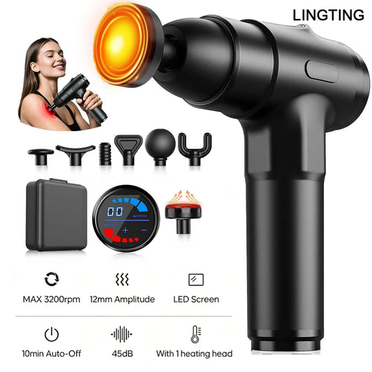 Lingteng Heating Deep Tissue Massage Gun With Seven Heads