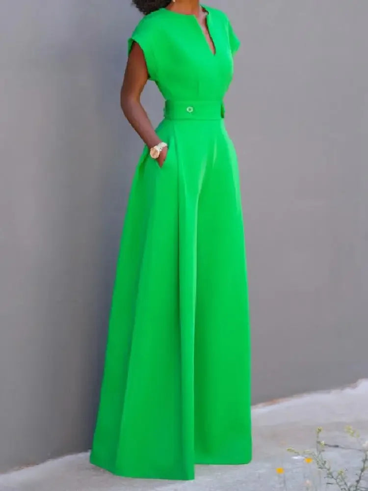 UOOZEE CN Women Wide Leg Jumpsuits Loose Fit Office Casual