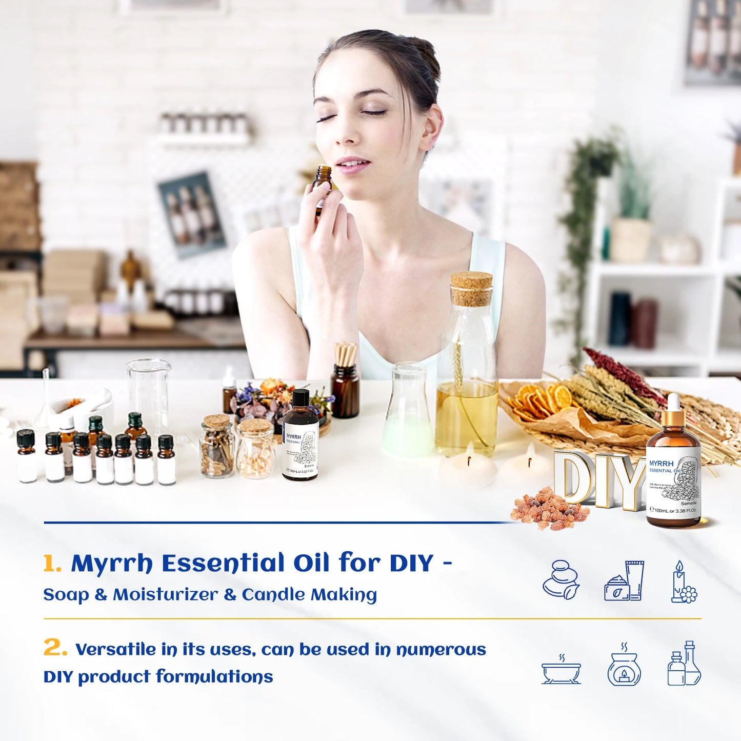 HIQILI Essential Oils Set Vanilla Rose Basil Jasmine Rosemary Diffuser