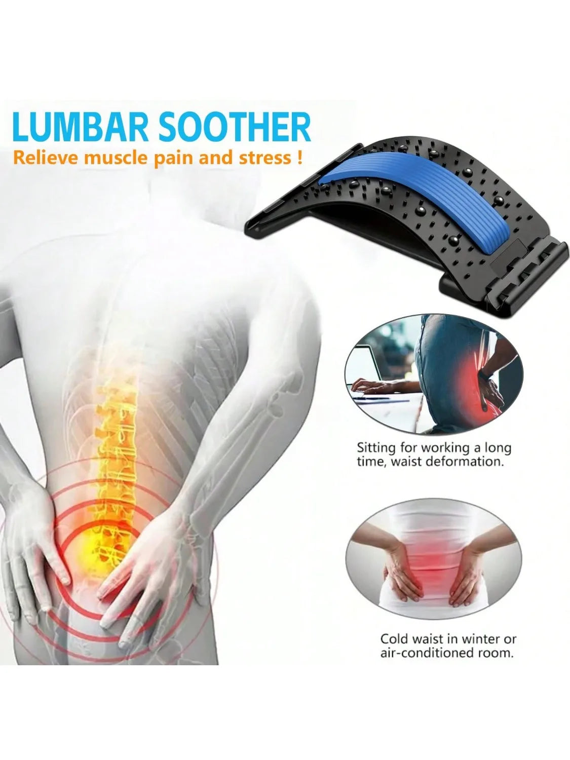Adjustable Back Stretcher For Cervical Traction And Waist Support