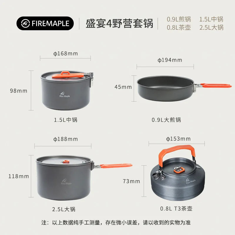 Outdoor Camping Cooker Pot Set Camping Meal Cooking Hot Pot Portable Equipment Kettle Single Pot