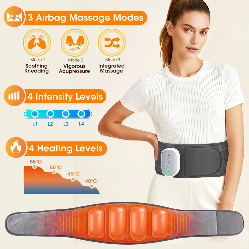 Hailicare Cordless Heating Lumbar Support Massager With Airbag Decompression