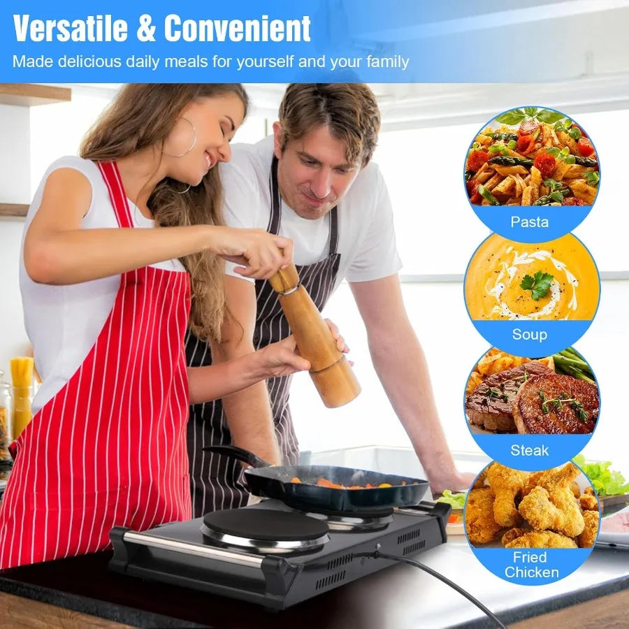 Portable Electric Double Burner Stove Cooktop 2000W For RV Camping