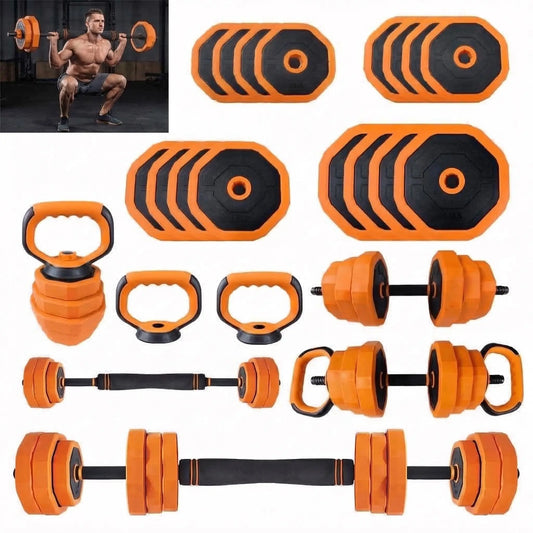Adjustable Dumbbells 44lb Connector 4-In-1 Free Weight Barbell Kettlebell Set
