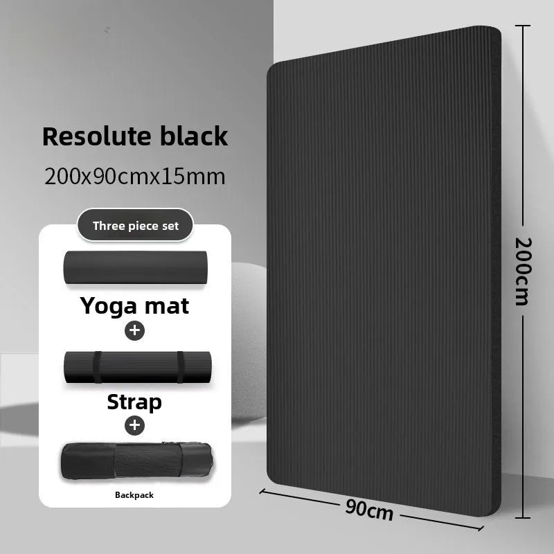 Men's Fitn Yoga Mat Thiened 20mm Wide Long Anti-slip Exercise Yoga Mat for Home Use l Rubber Pure Color Design