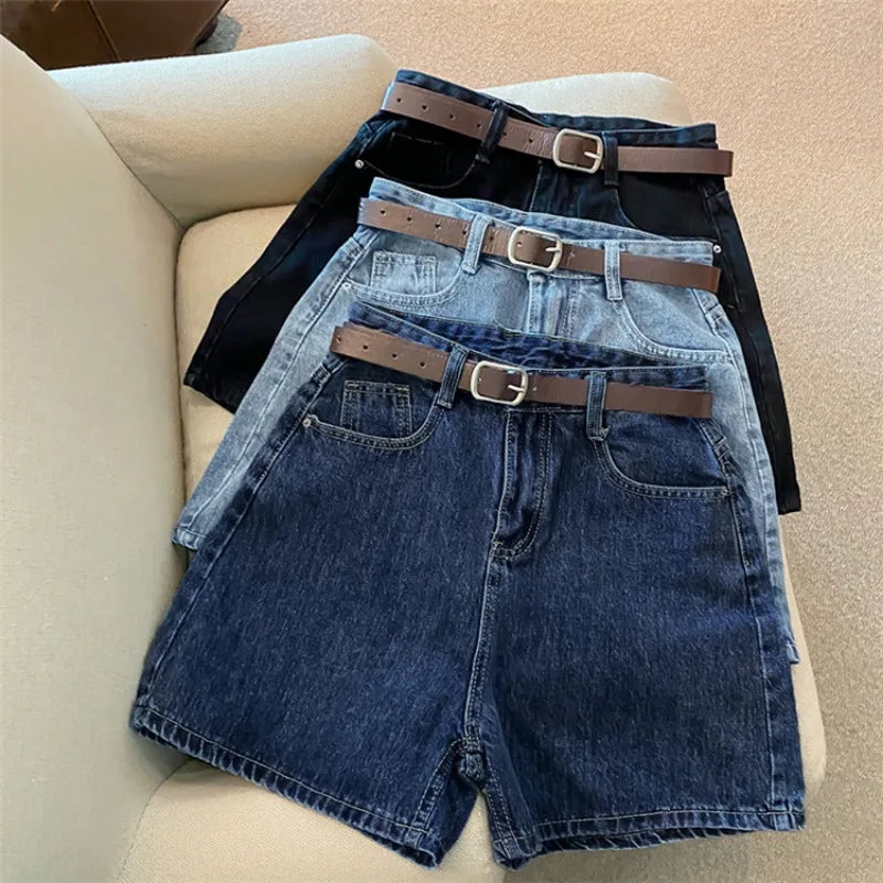 High Waist Denim Shorts For Women Casual Streetwear Loose Fit