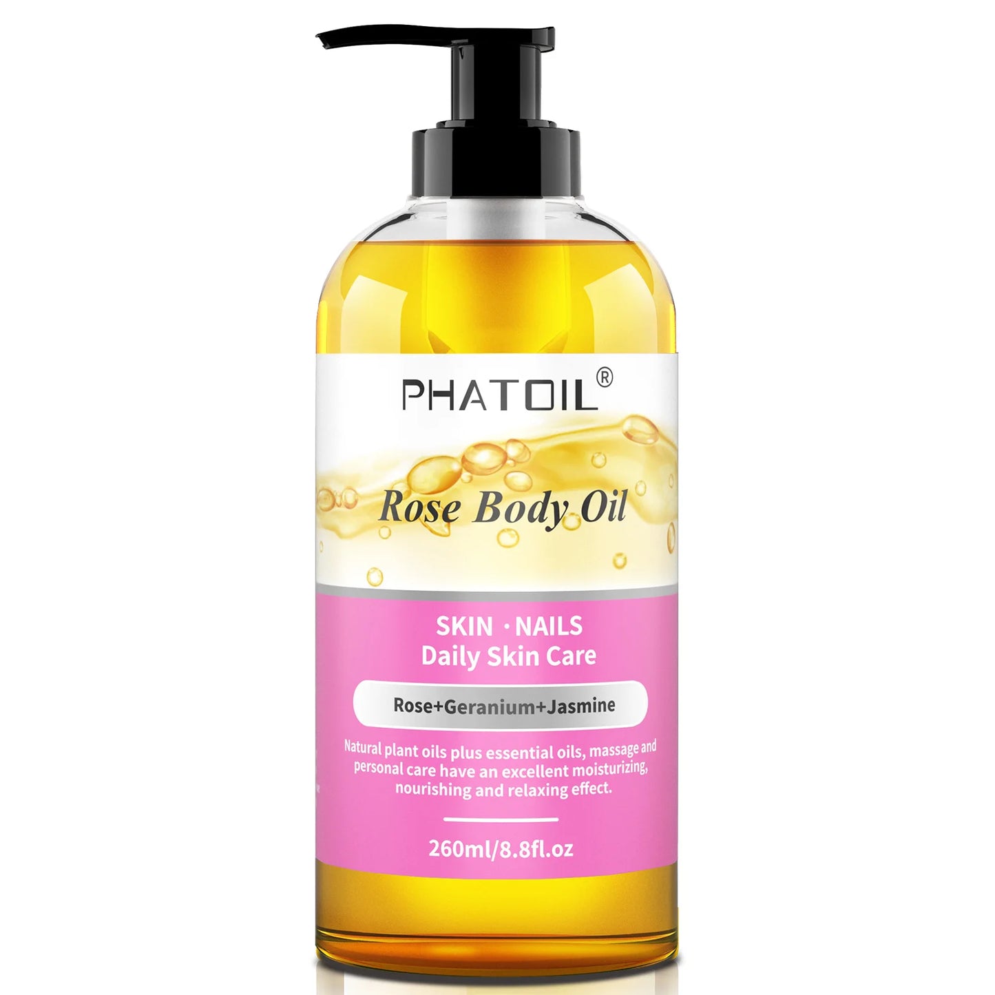 PHATOIL 260ml Body Oil For Skin Care Massage Oil Vanilla Ginger Grapefruit Basil Lavender Rosemary Rose Fragrance Body Oils
