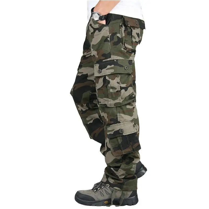 Men Tactical Cargo Pants Cotton Outdoor Hiking Trousers
