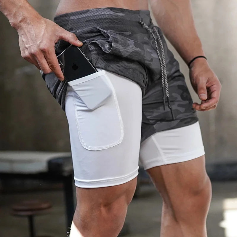 WYHYAYE Men 2 In 1 Quick Dry Running Shorts