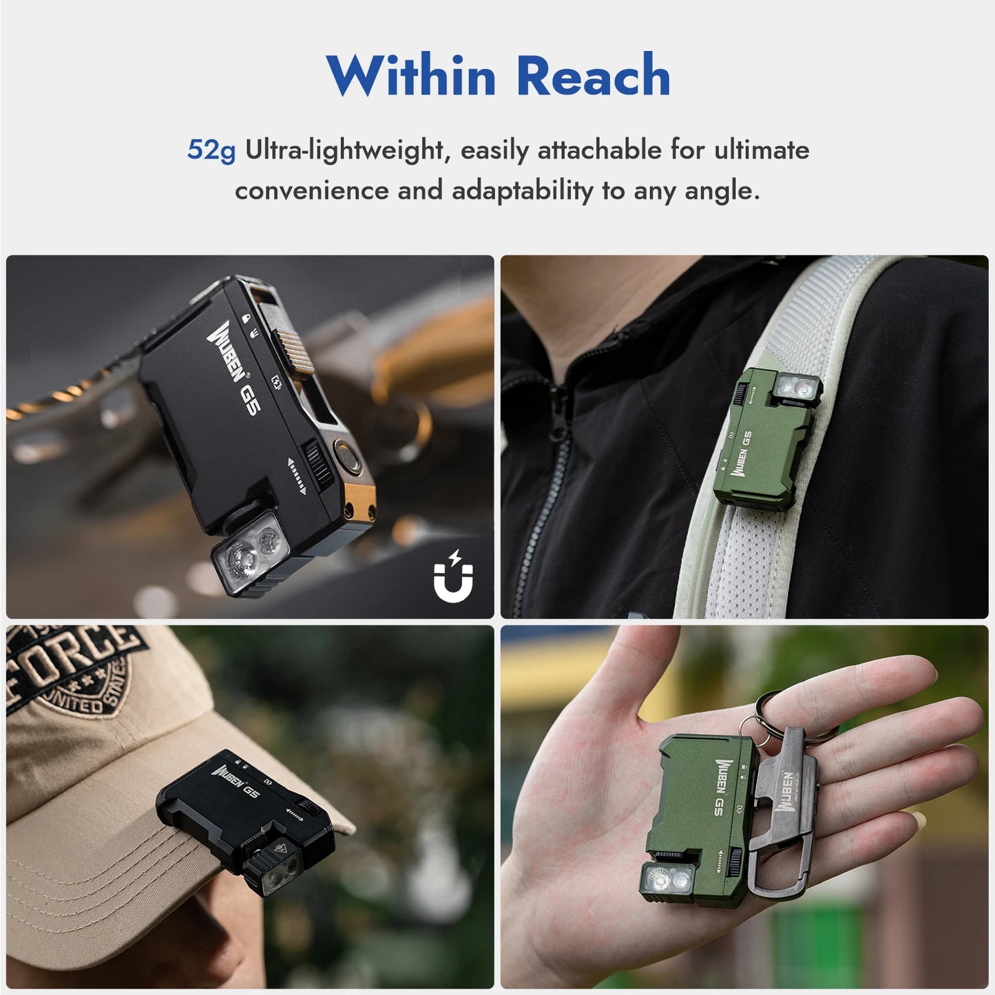 WUBEN G5 Rechargeable EDC Flashlight RGB Dual Light Sources