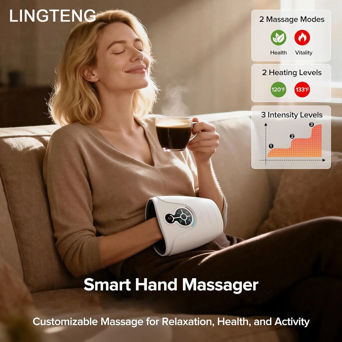 LINGTENG Heated Cordless Hand Massager for Relaxation and Pressure Relief