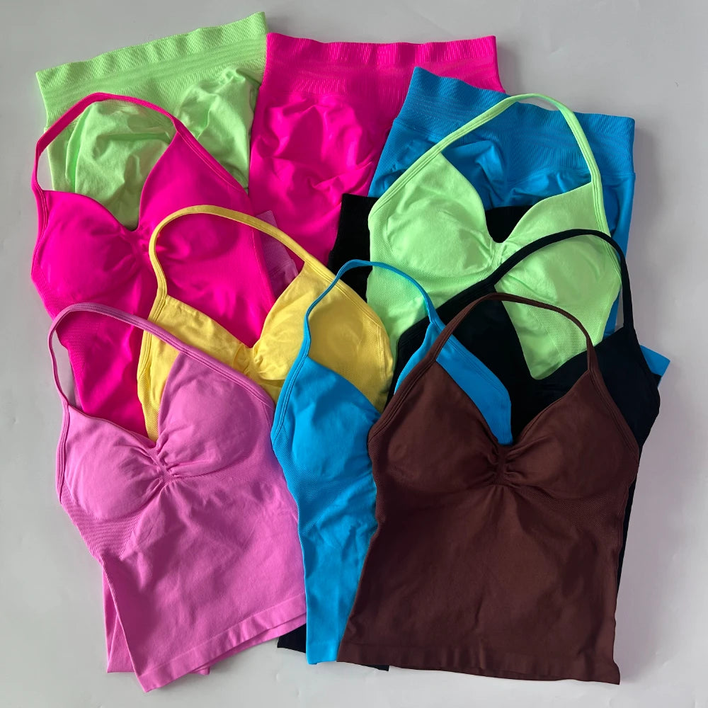 Seamless Gym Set For Women Tank Top And High Waist Scrunch Leggings