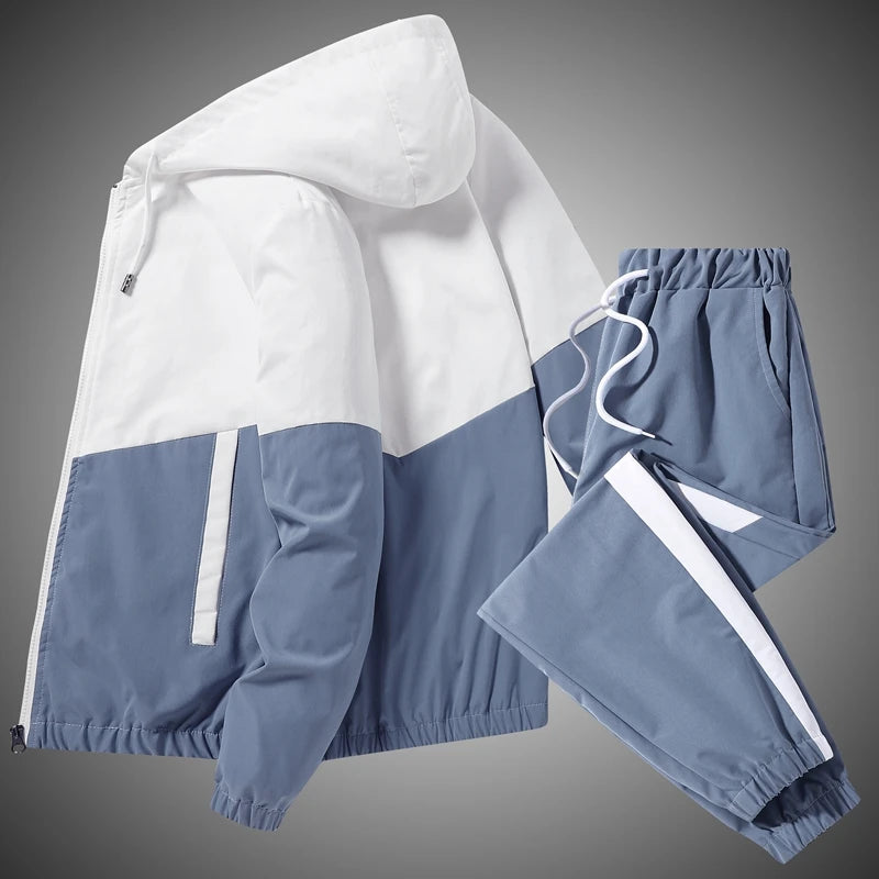 MISNIKI Men's Hooded Tracksuit Set With Joggers And Sports Jacket