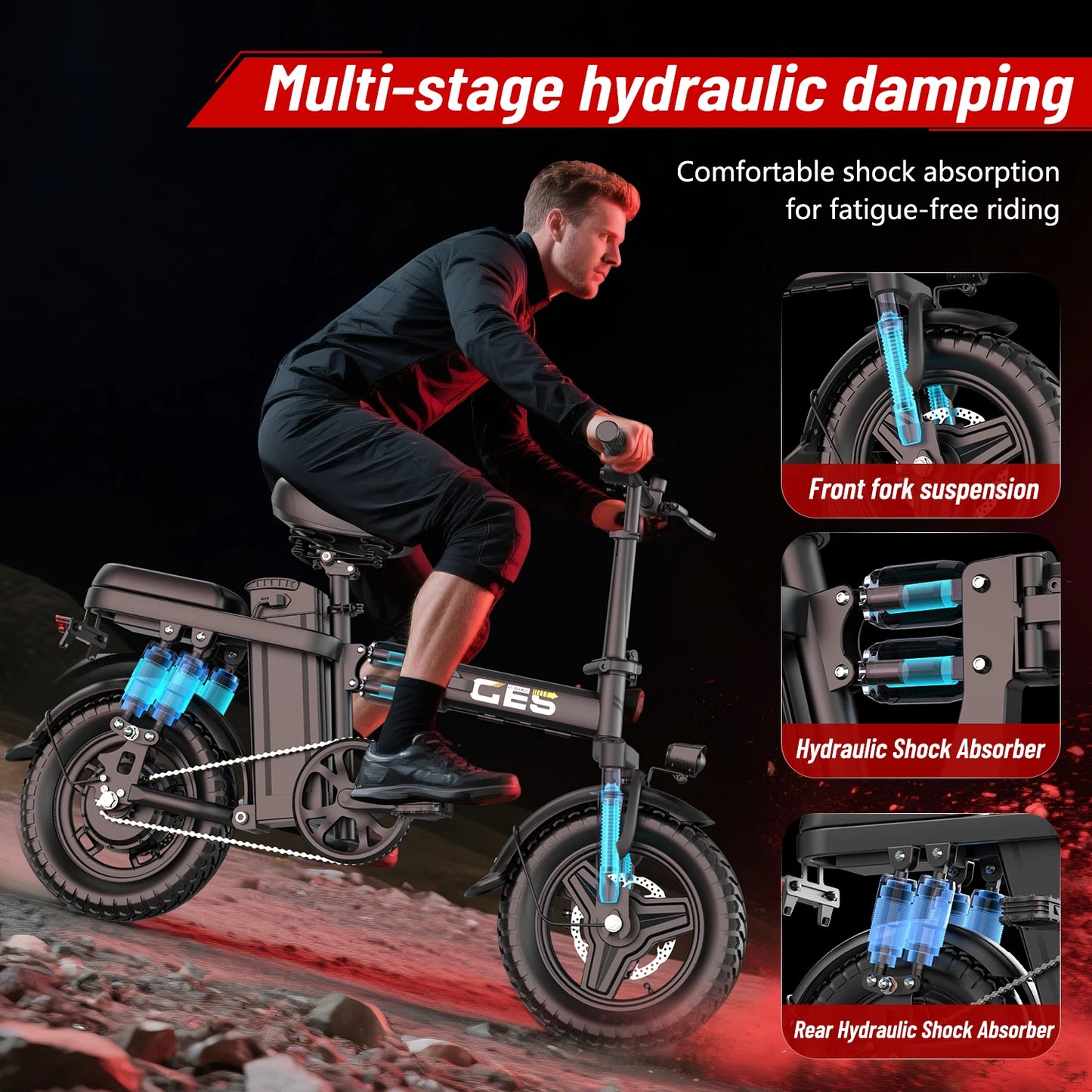 UPlee GE5 Folding Electric Bike 500W Peak Motor 48V 15Ah