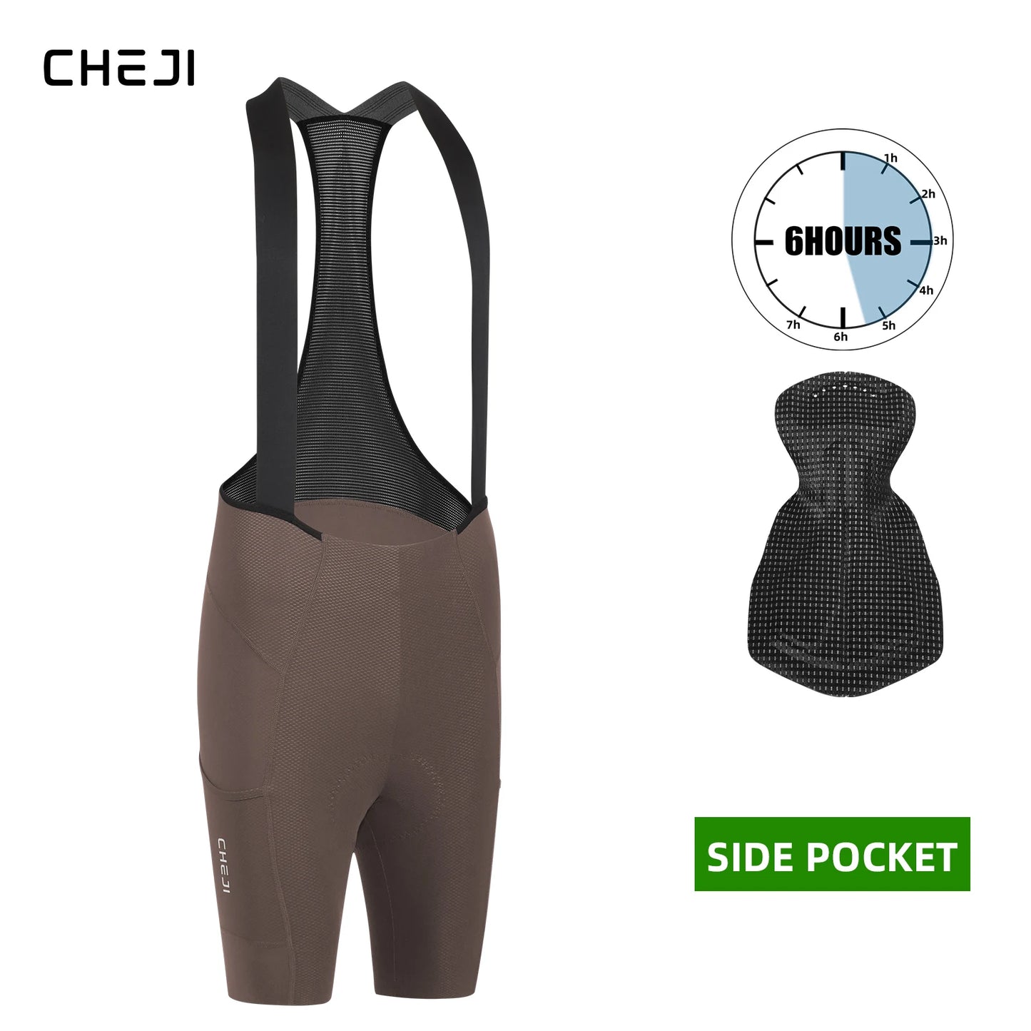 Cheji Men's Cycling Bib Shorts Seamless Comfort Quick Dry Breathable