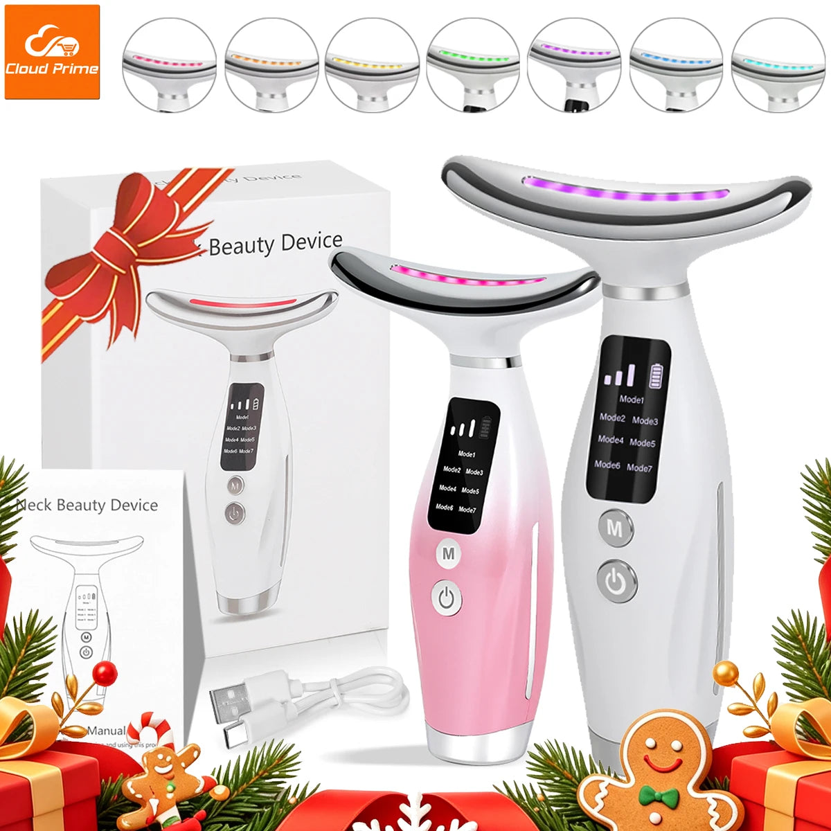 Cloud Prime Face Neck Massager Household Lifting And Firming Facial Electric Introduction Lifting And Firming Beauty Massage Face Care Tools For Christmas And New Year Gifts