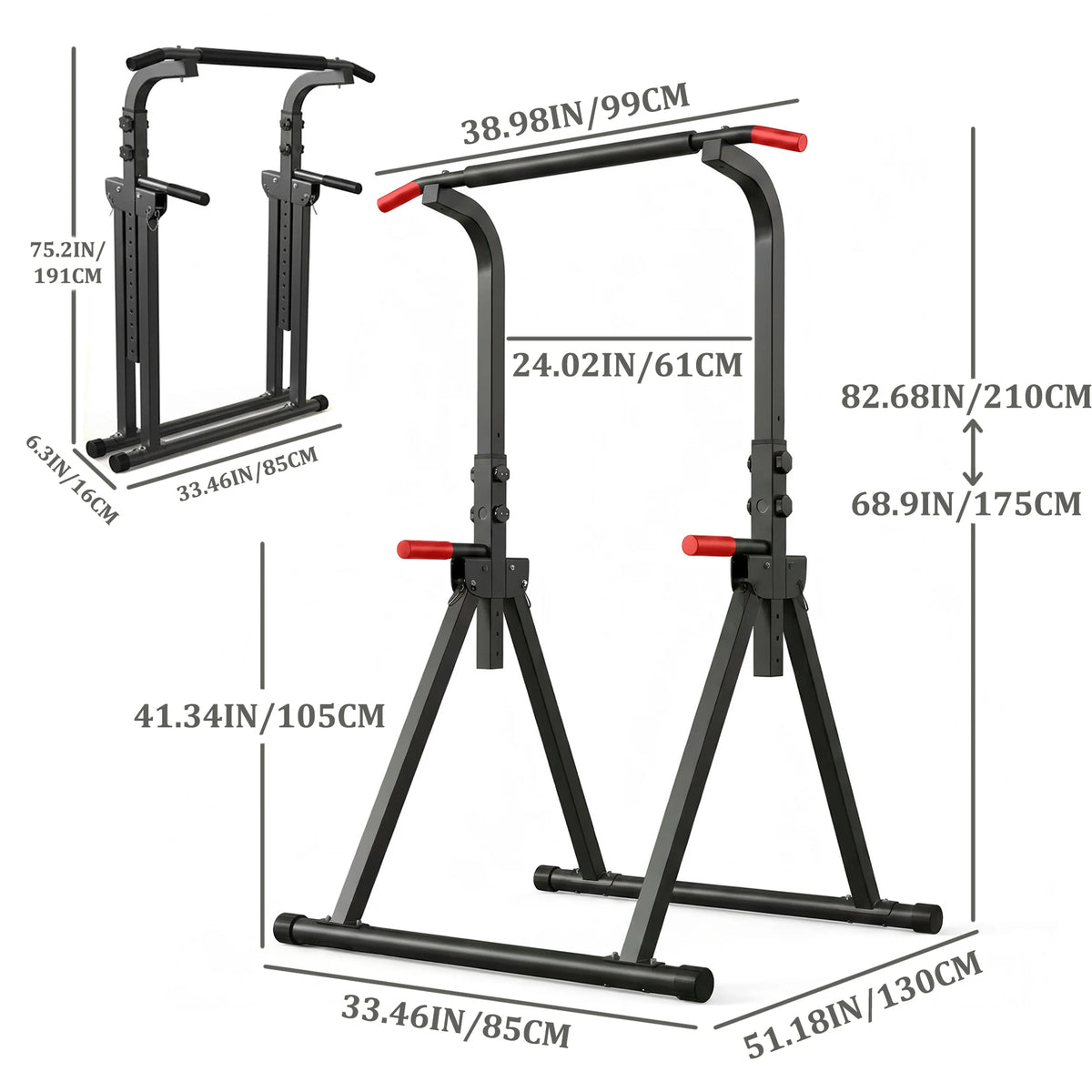 Foldable Power Tower Pull Up Bar Multi-Function Dip Station Strength Training