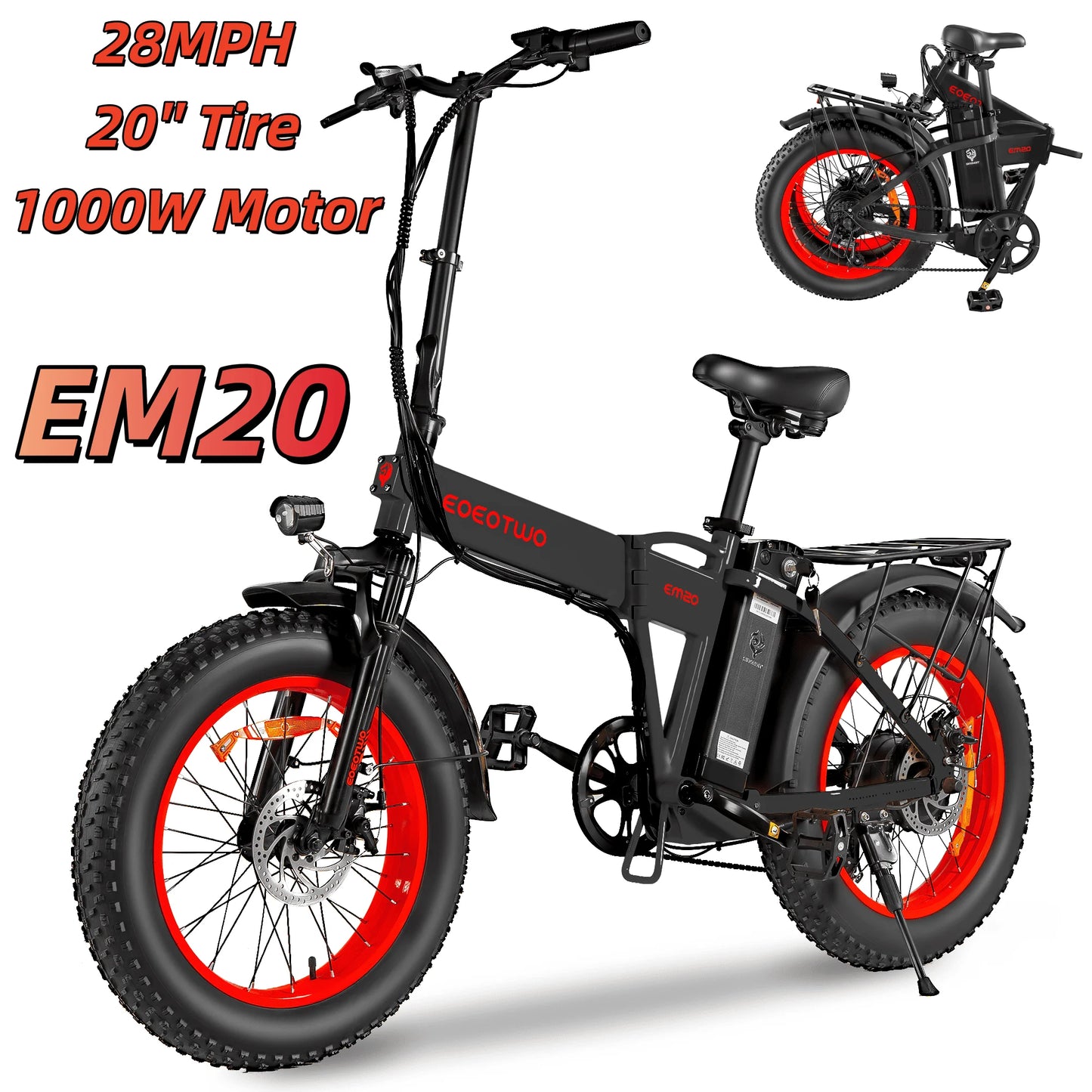 EOEOTWO E01 Electric Bike for Adults 1500W Peak Motor 26" Fat Tire Ebike 34MPH 60Miles Range UL2849 Certified Mountain Bicycle