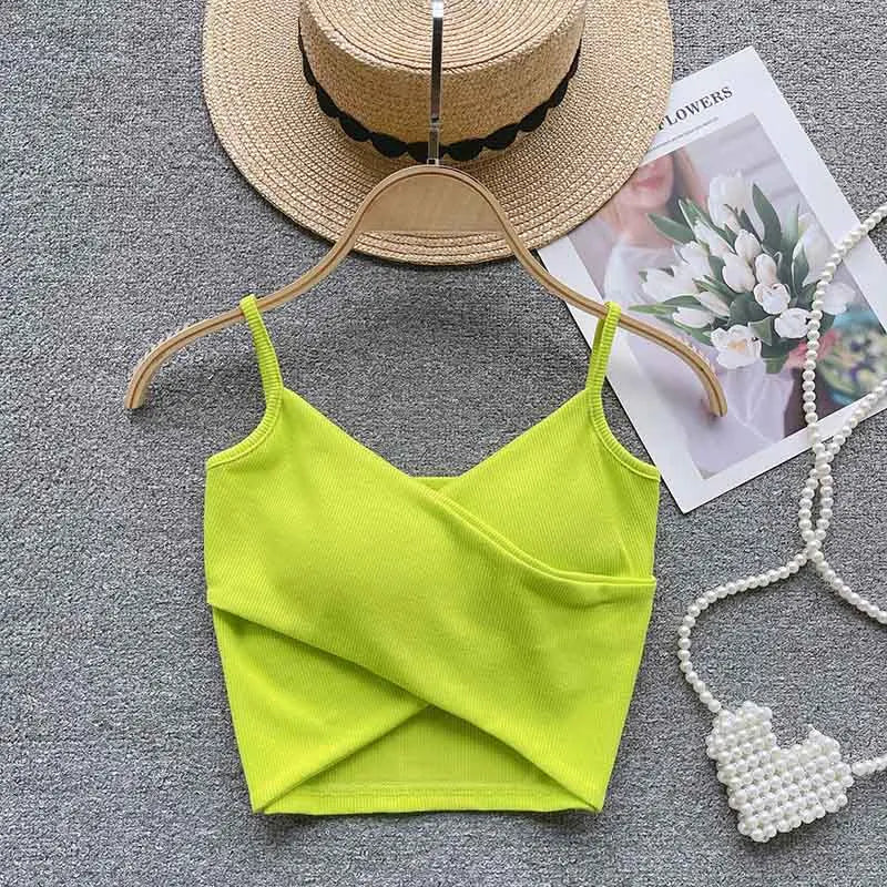 Yezw Irregular Casual Camisole Women Solid Slim Tank Top Strap Design