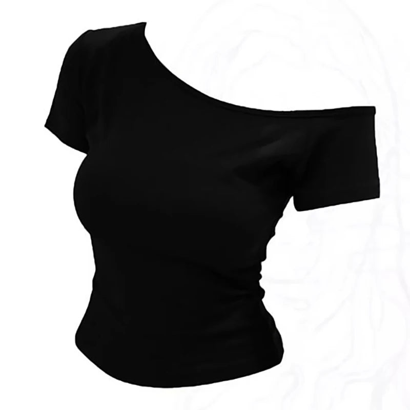 ZOYLEIR Off Shoulder Summer Top Women Slim Fit Tee