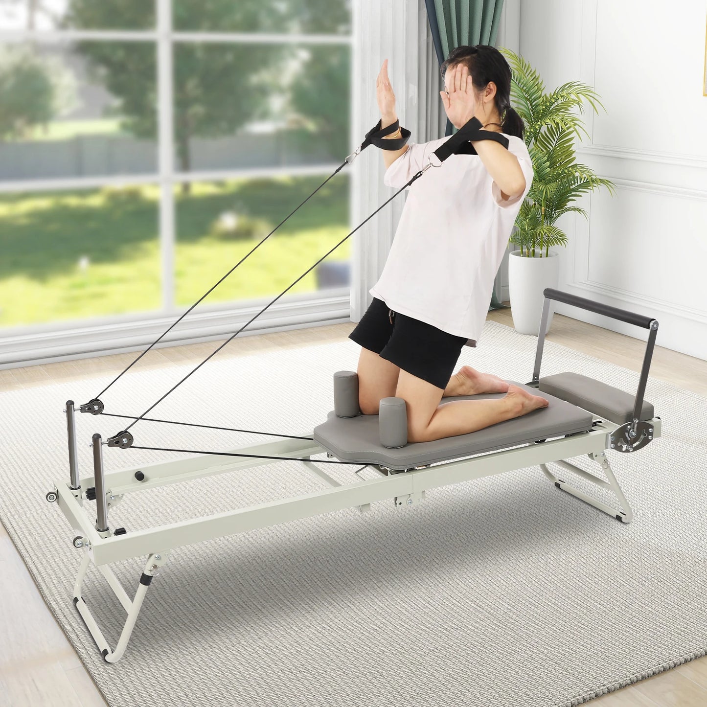 Foldable Pilates Reformer Machine 120Kg Capacity Multifunctional Yoga Equipment