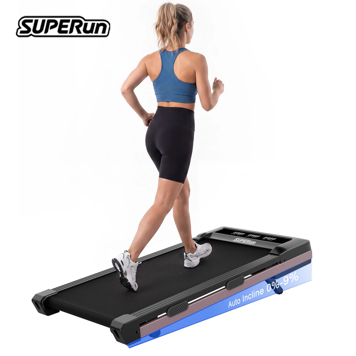 Superun 3.0HP Incline Under Desk Walking Pad Treadmill for Home