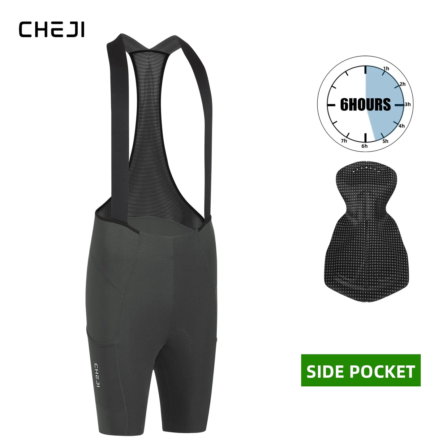 Cheji Men's Cycling Bib Shorts Seamless Comfort Quick Dry Breathable