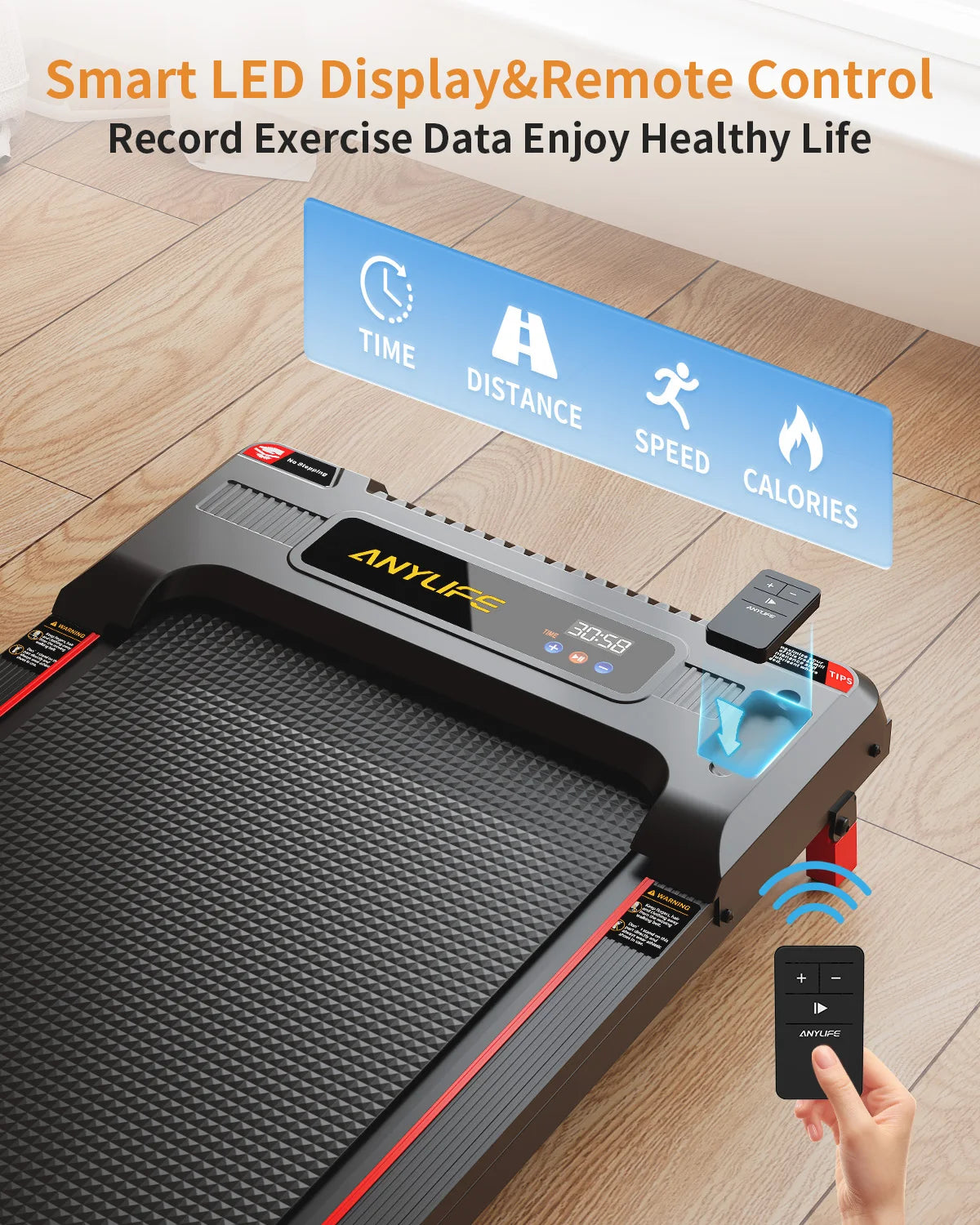 Under Desk Treadmill Incline Walking Pad 2.5HP Portable Home Use