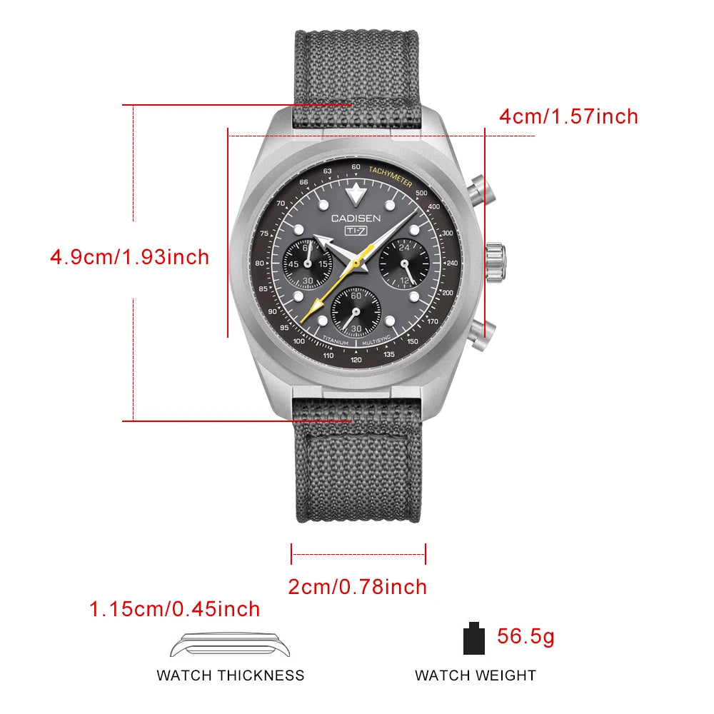 Cadisen Titanium Chronograph Quartz Watch With Sapphire Crystal