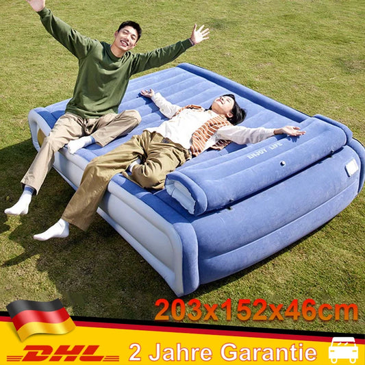 Flock Mattress Home Camping Car Rest Sleeping Bed Built-in Inflator Pump Automatic Inflatable Air Mat Folding Lazy Sofa Cushion