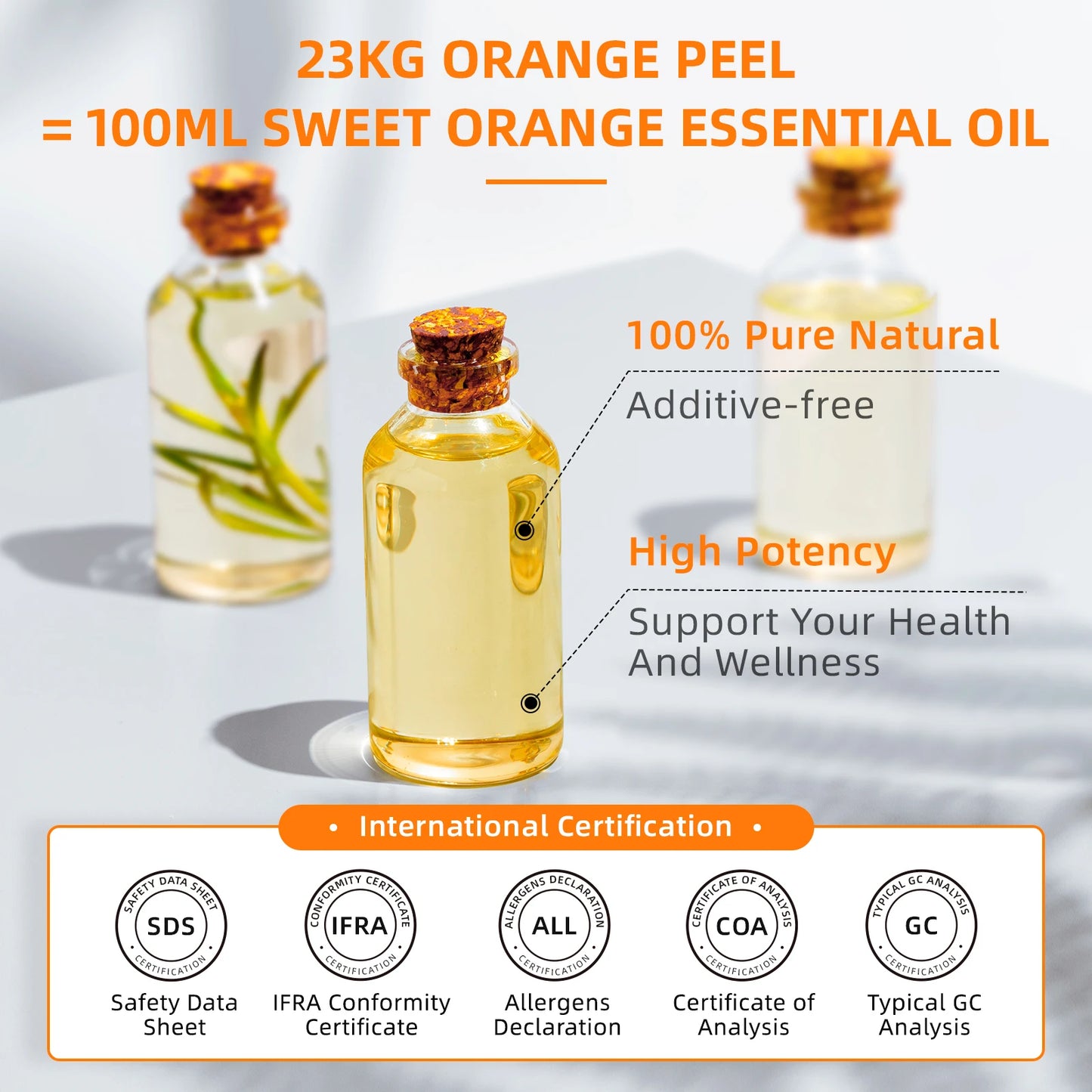 HIQILI Tangerine Essential Oil Pure Citrus For Diffuser And Cleaning