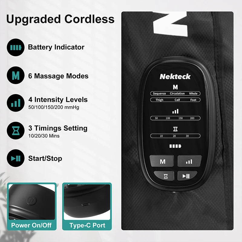 Nekteck Cordless Foot Massage Boots Air Pressure Leg Massager